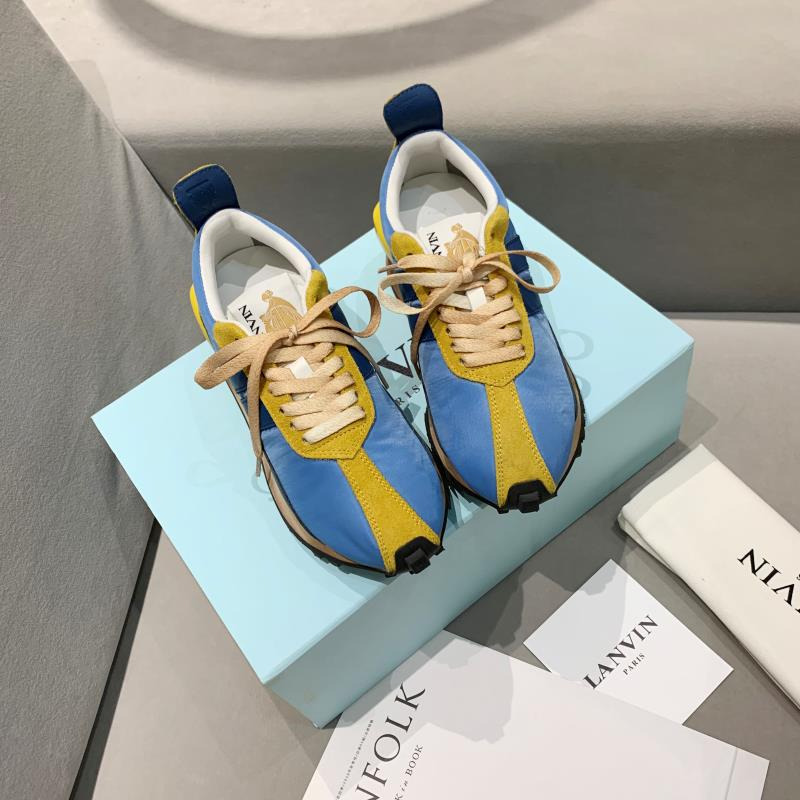 LANVIN Bumper Yellow Striped Sneakers on Blue