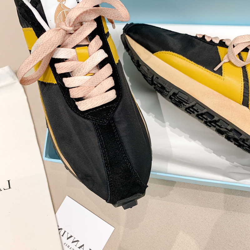 LANVIN Bumper Yellow Striped Sneakers on Black