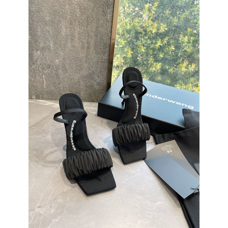 Alexander Wang Julie Scrunchie Slippers Black 10cm