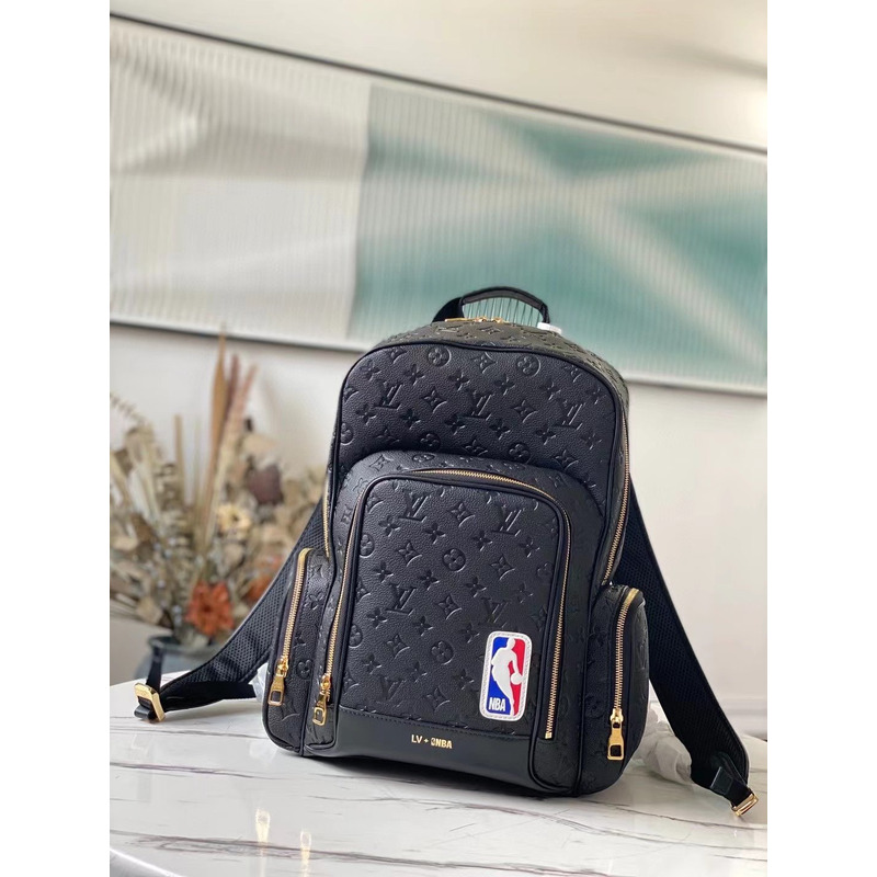 S*p*e x lv monogram nba collaboration basket rucksack leather backpack black
