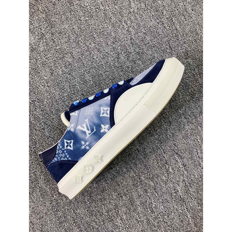 S*p*e x lv unisex lv ollie sneaker monogram canvas suede calf leather watercolor blue