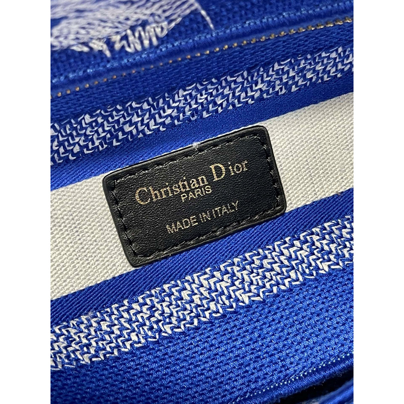 D*or medium lady d-lite print embroidered bag 24  x 20  x 11 cm navy blue