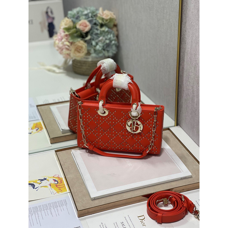 D*or lady d-joy bag beaded red 26*6*14cm