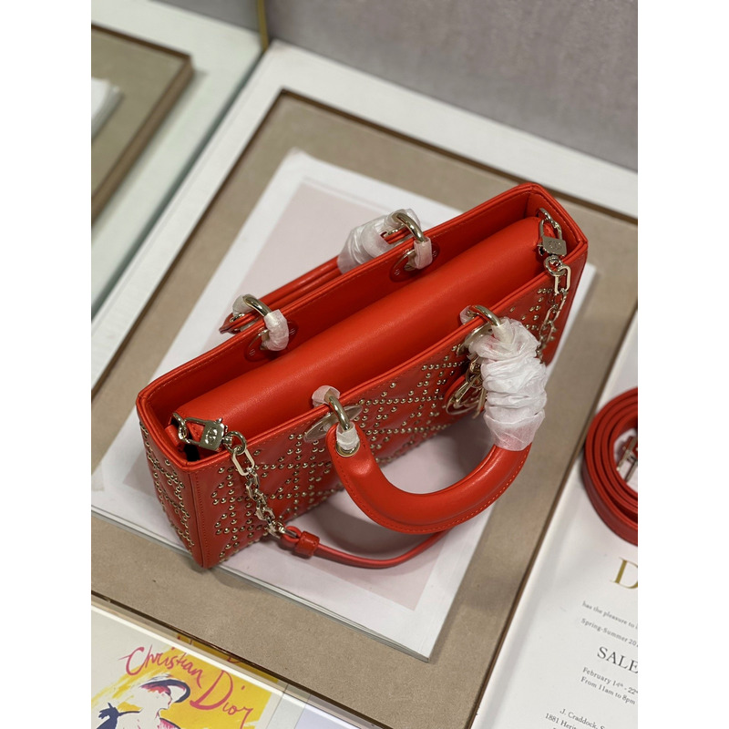 D*or lady d-joy bag beaded red 26*6*14cm