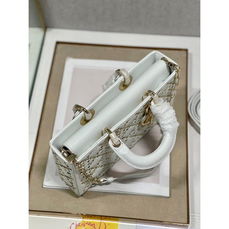 D*or lady d-joy bag beaded white 26*6*14cm