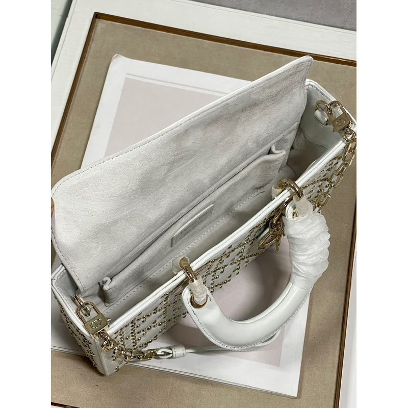 D*or lady d-joy bag beaded white 26*6*14cm