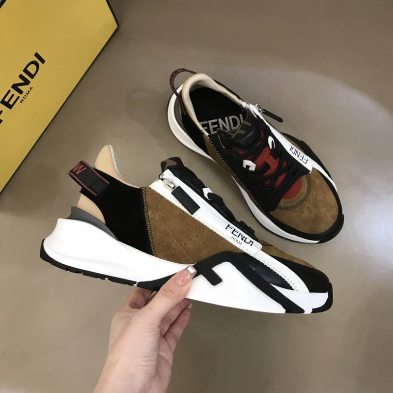 F**di flow nylon low tops sneakers camel