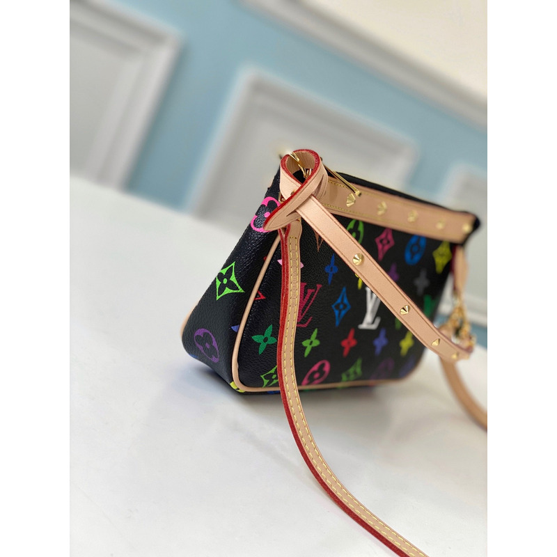 lv takashi murakami x l**is V*t*n monogram multicolore pochette accessories black
