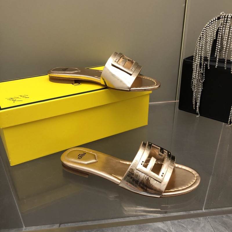 F**di leather sandals bronze