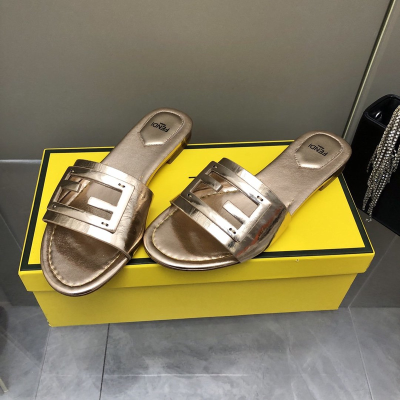F**di leather sandals bronze