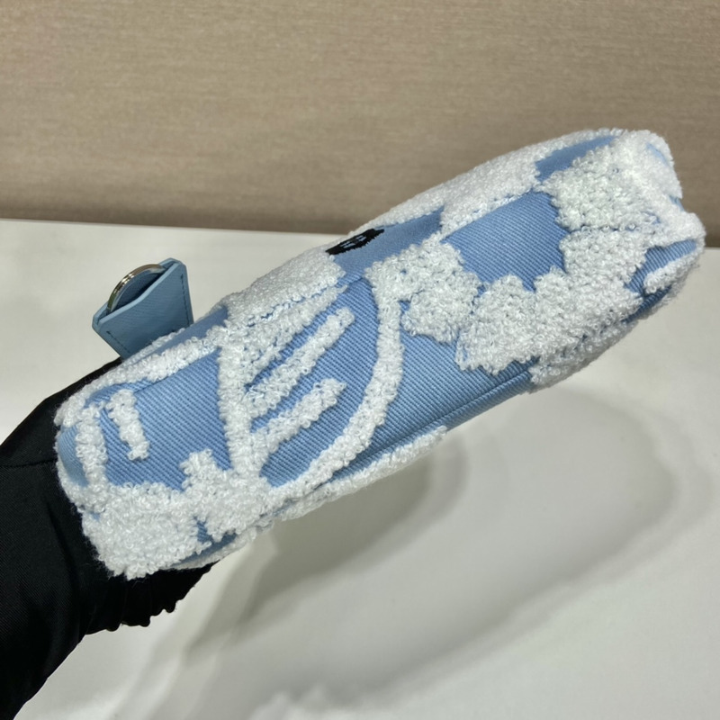 Pra*a re-edition 2000 embroidered drill mini bag sky blue