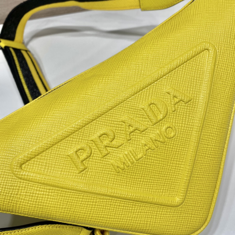 Pra*a triangle leather pouch in yellow