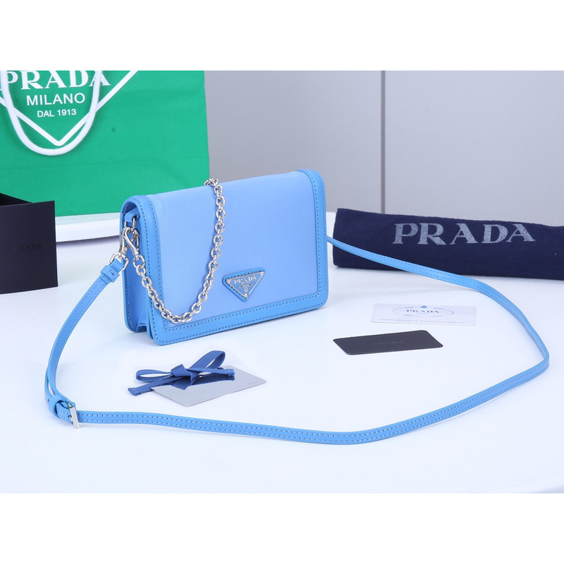 Pra*a brushed leather shoulder bag in blue
