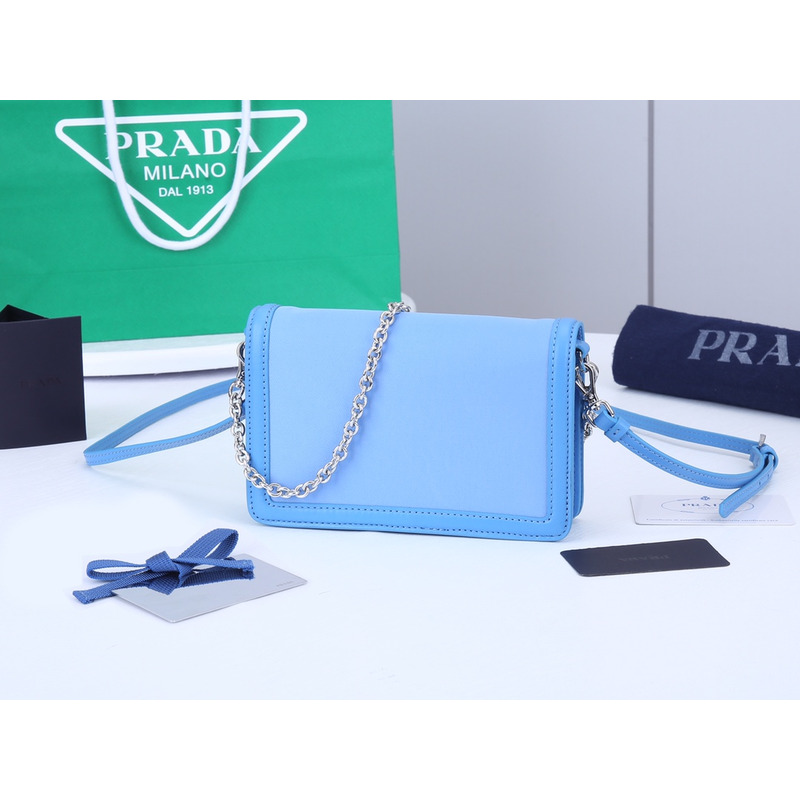 Pra*a brushed leather shoulder bag in blue