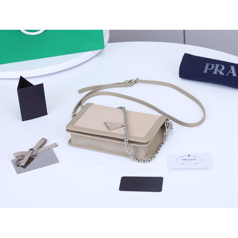 Pra*a brushed leather shoulder bag in pink