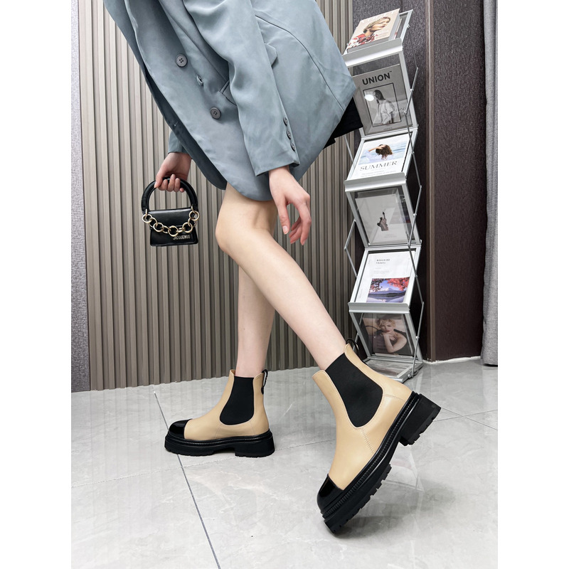 Ch*el chelsea boots in black& brown