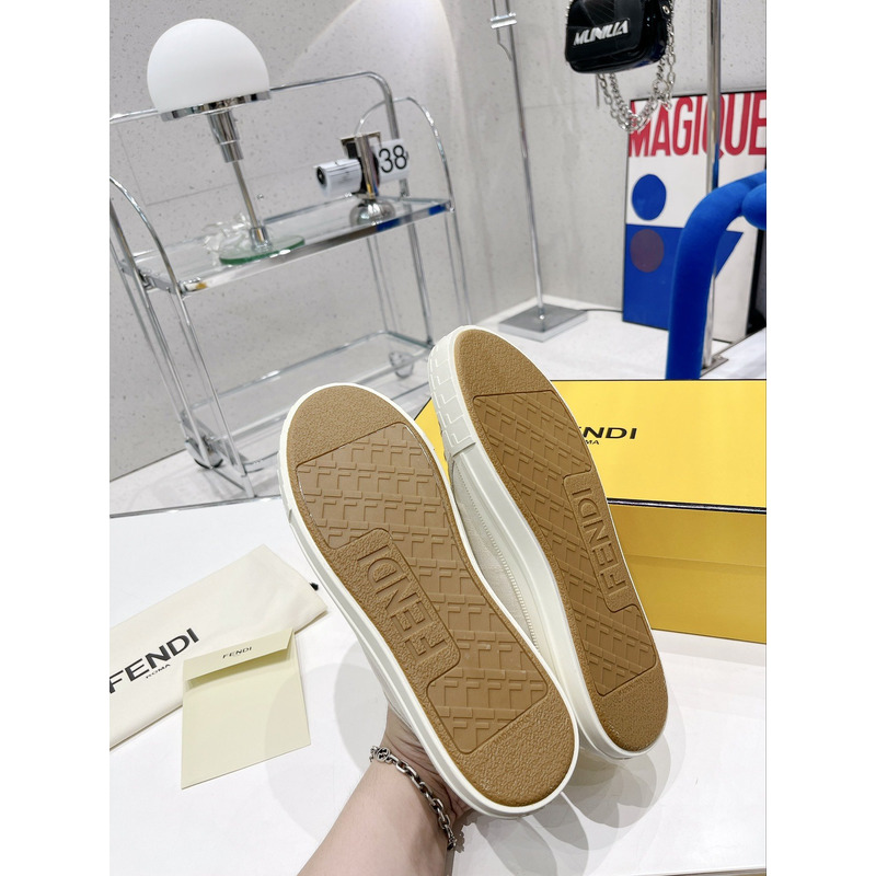 F**di domino fabric low-top shoes white