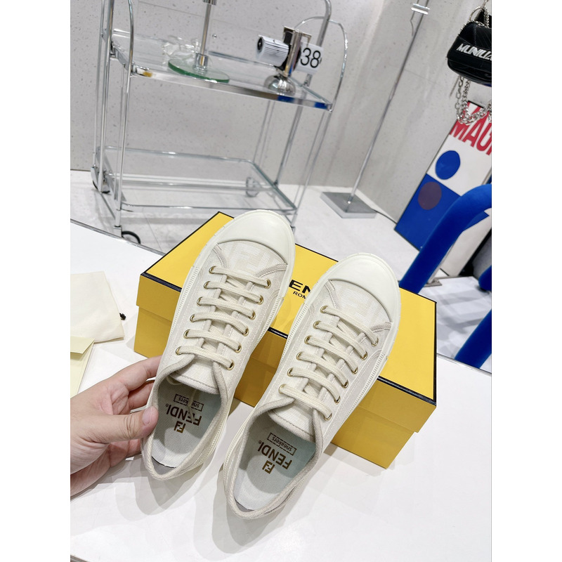 F**di domino fabric low-top shoes white