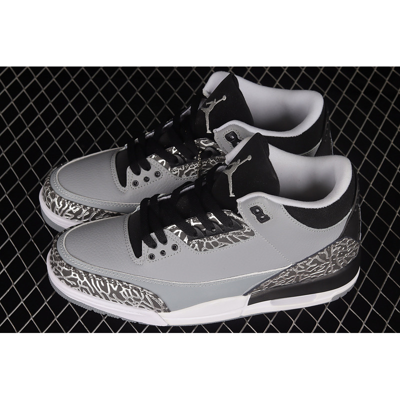 Air Jordan 3 Wolf Grey Sneakers Black and Grey