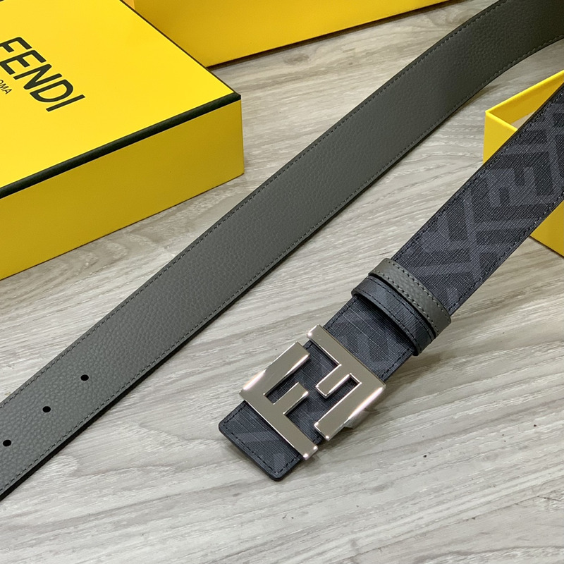 F**di squared ff belt grey leather belt sliver