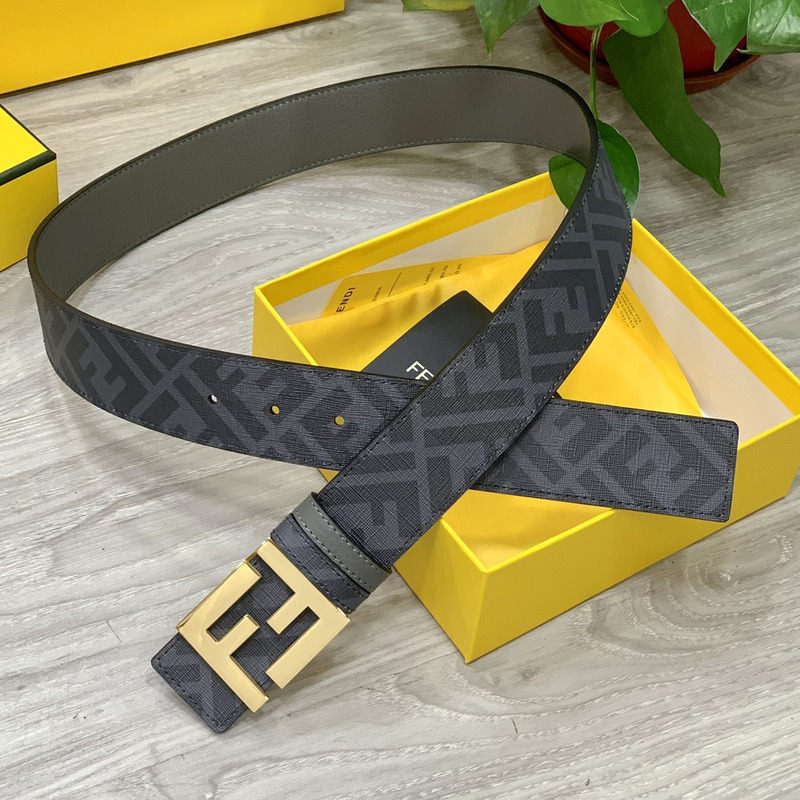 F**di squared ff belt grey leather belt gold