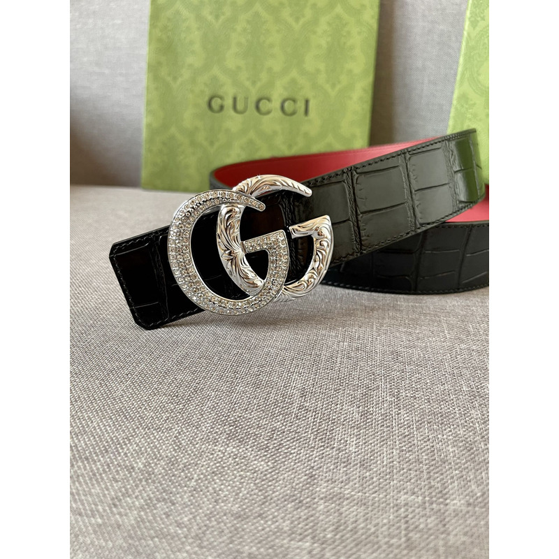 g*u*i double g silver Di*m*nd leather belt
