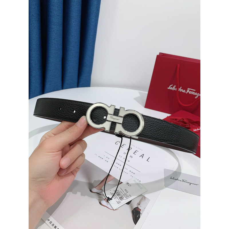 Ferragamo Adjustable Gancini Belt Silver