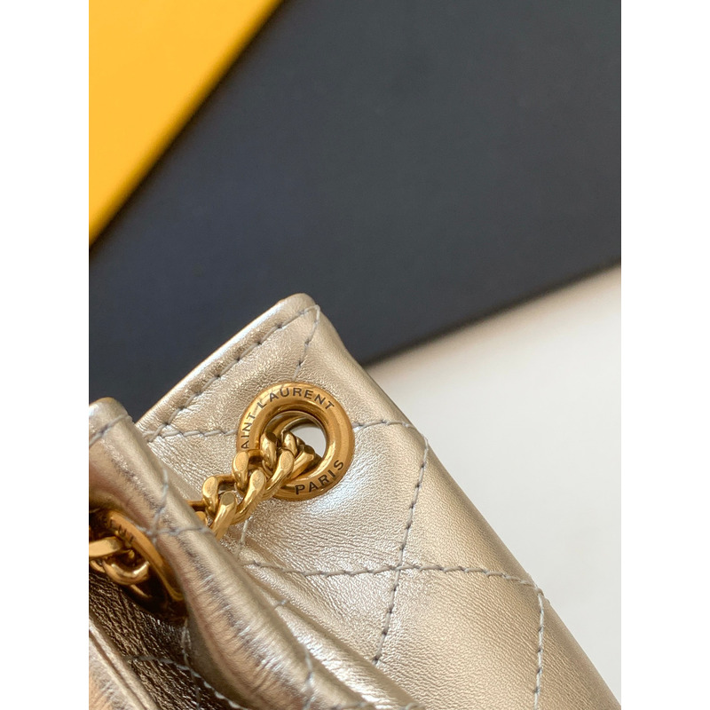 Saint Laurent Nolita Mini Leather Shoulder Bag Champagne Gold