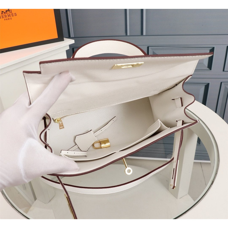 H**mes gold epsom sellier kelly 25 gold hardware white