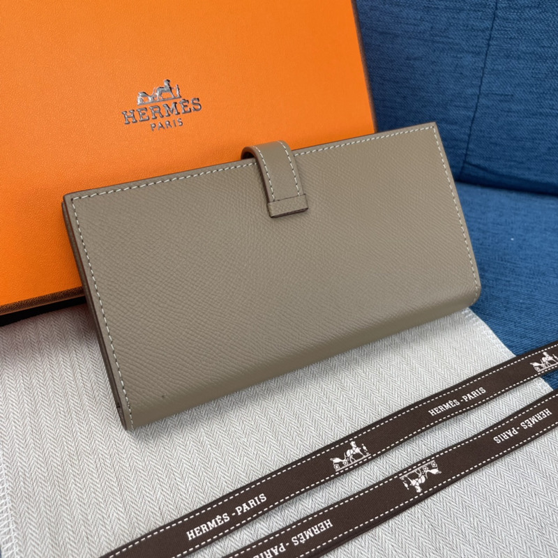 H**mes bearn soufflet epsom leather graphite wallet grey