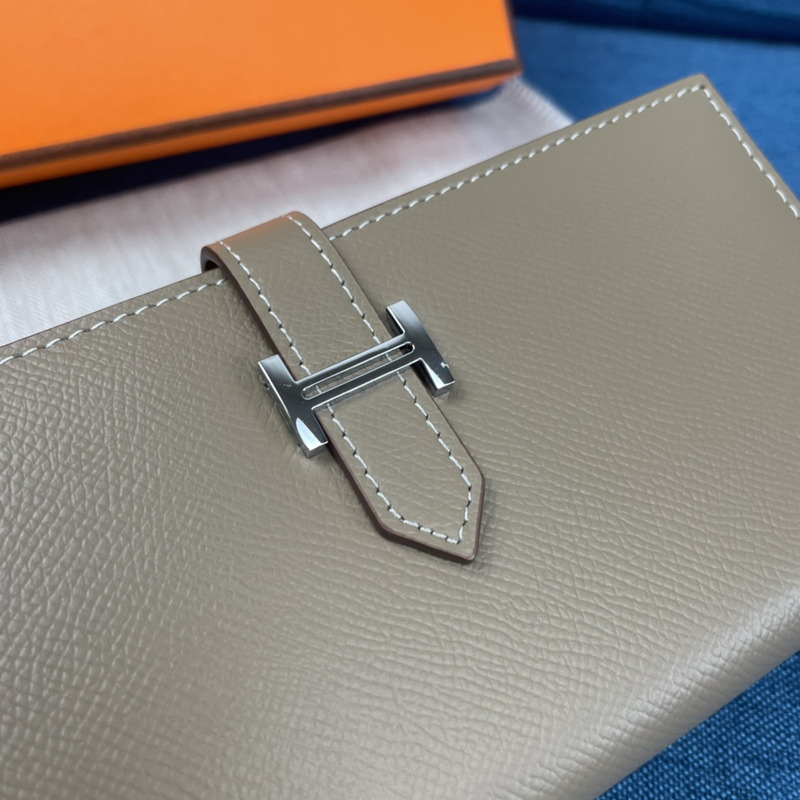 H**mes bearn soufflet epsom leather graphite wallet grey