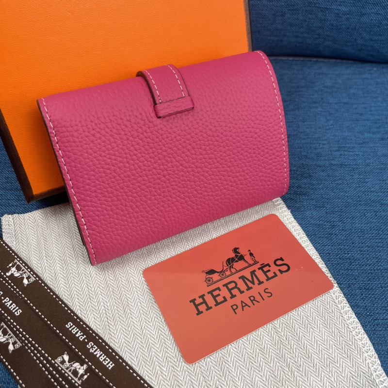 H**mes bearn compact wallet with palladium-plated 