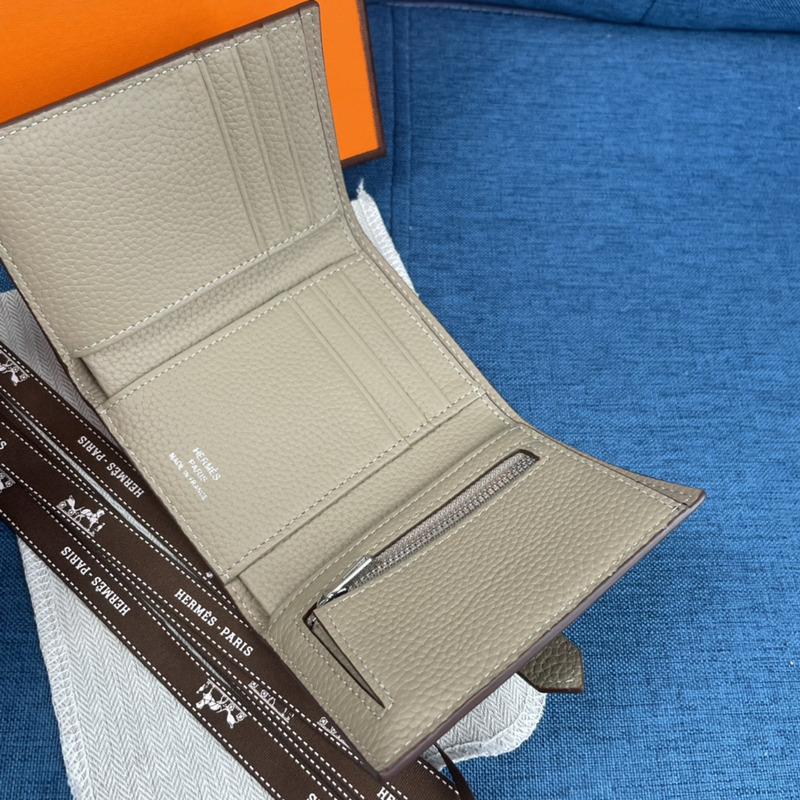 H**mes bearn compact wallet with palladium-plated 