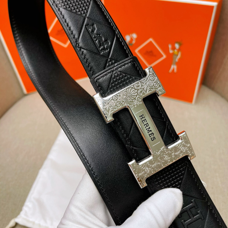 H**mes constance touareg belt buckle & reversible leather silver