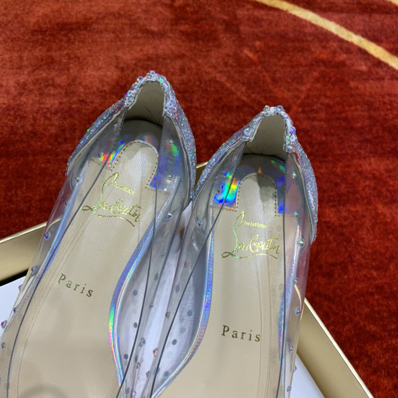 Ch**an louboutin degrastrass embellished ballet flats sliver
