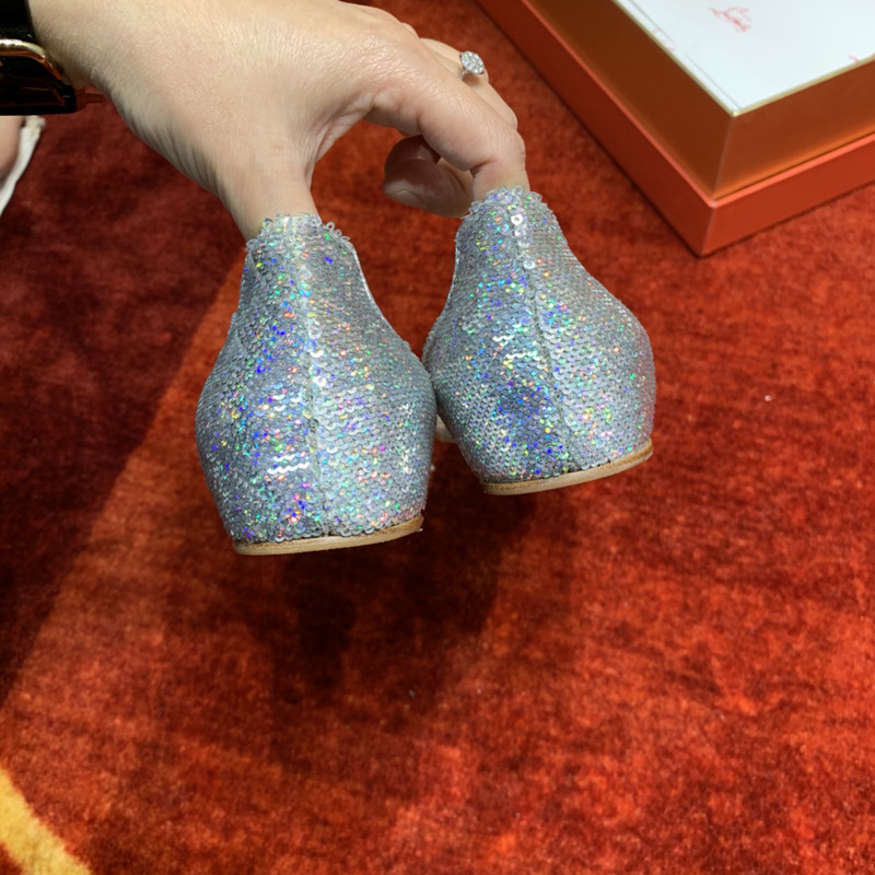 Ch**an louboutin degrastrass embellished ballet flats sliver