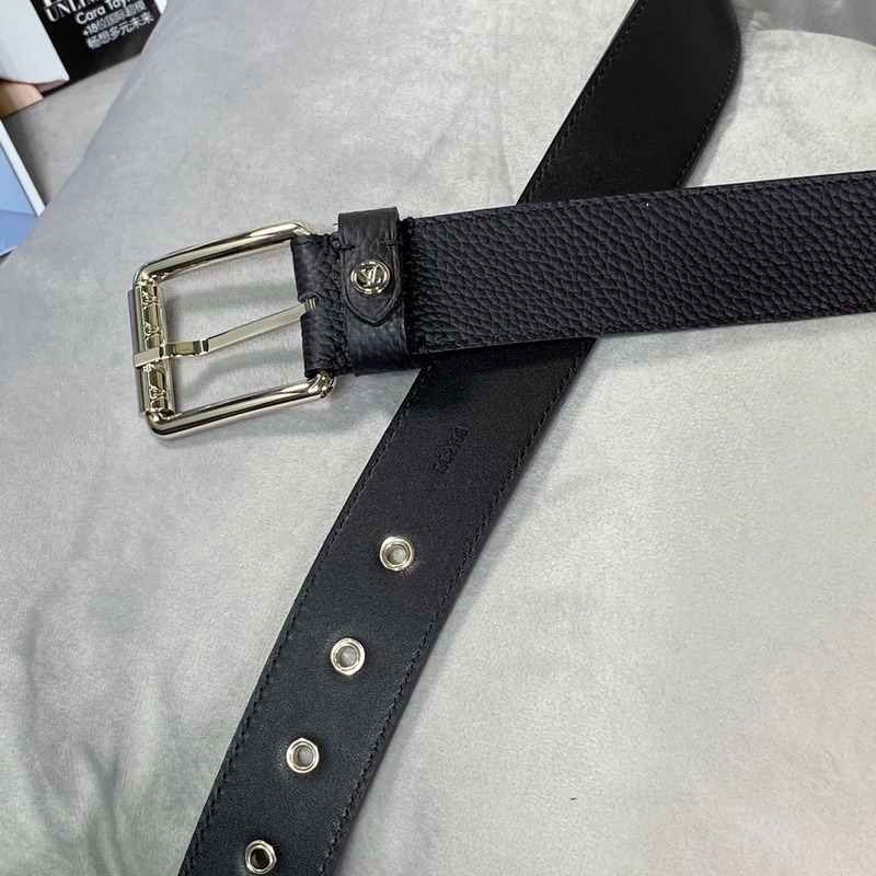 l**is V*t*n silver-tone 35mm belt with blue logo black