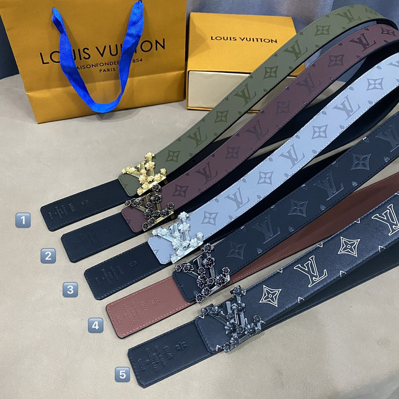 LV PYRAMIDE BLACK FLOWER 40MM REVERSIBLE BELT