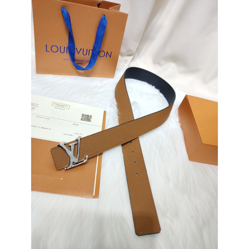 LV INITIALES 40MM KHAKI LEATHER SILVER LV