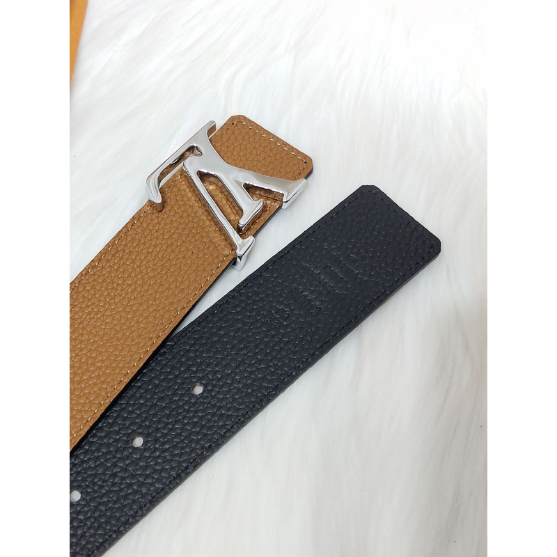 LV INITIALES 40MM KHAKI LEATHER SILVER LV