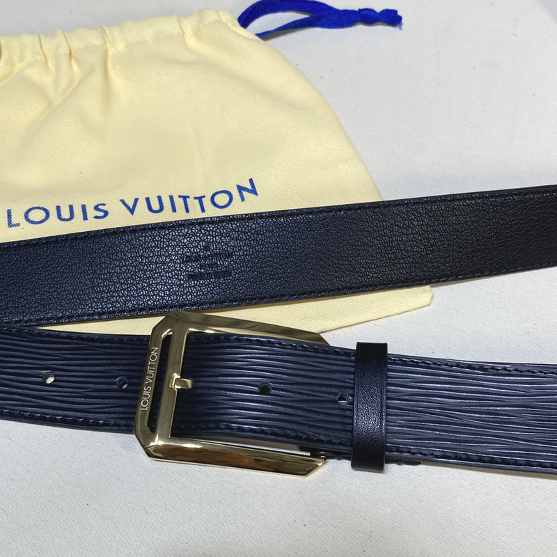 l**is V*t*n black stripe leather gold metal