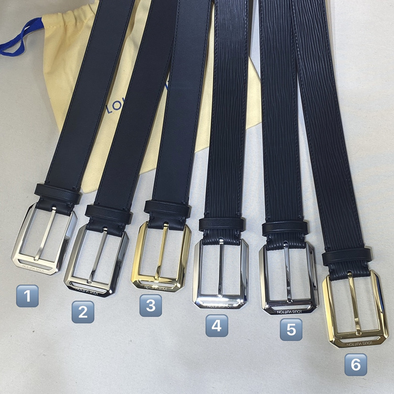 l**is V*t*n black stripe leather belt