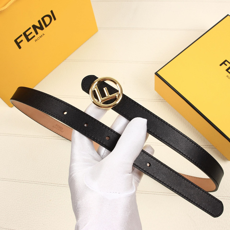 F**di black leather belt