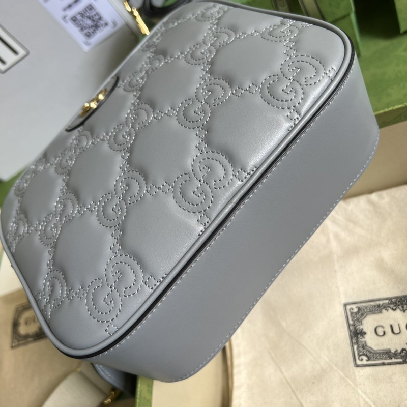 G*u*i matelassé leather shoulder bag grey leather