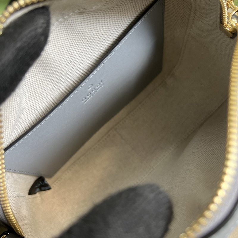 G*u*i matelassé leather shoulder bag grey leather