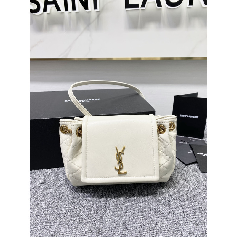 Saint Laurent Nolita Mini Leather Shoulder Bag White