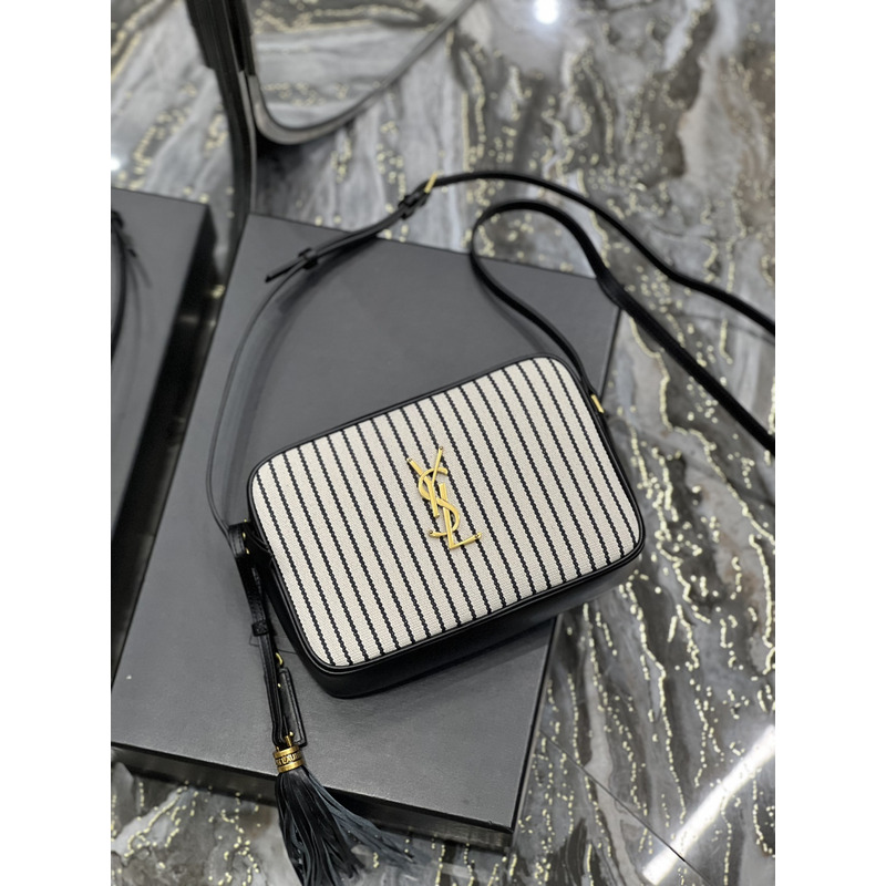 Saint Laurent LOU Camera Bag In Canvas And Smooth Leather