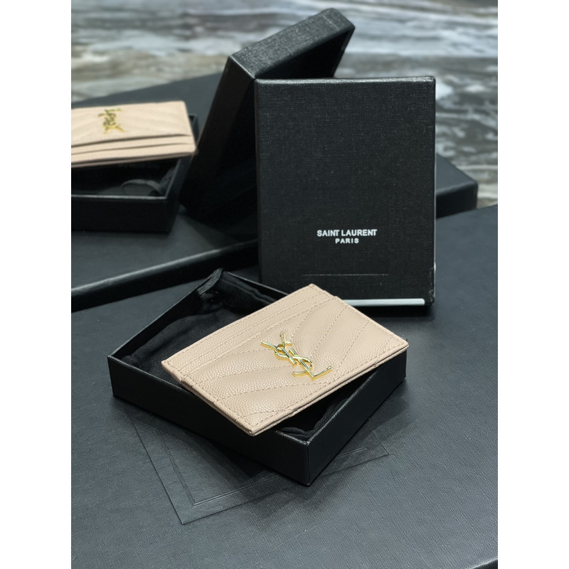 Saint Laurent Monogram Card Hold Pink