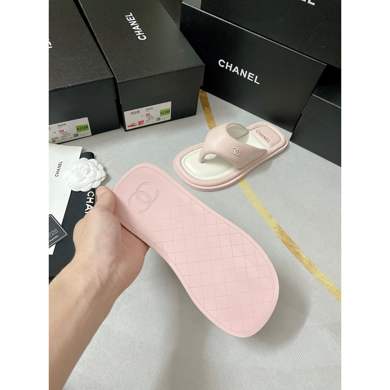 Ch*el fabric mules light pink