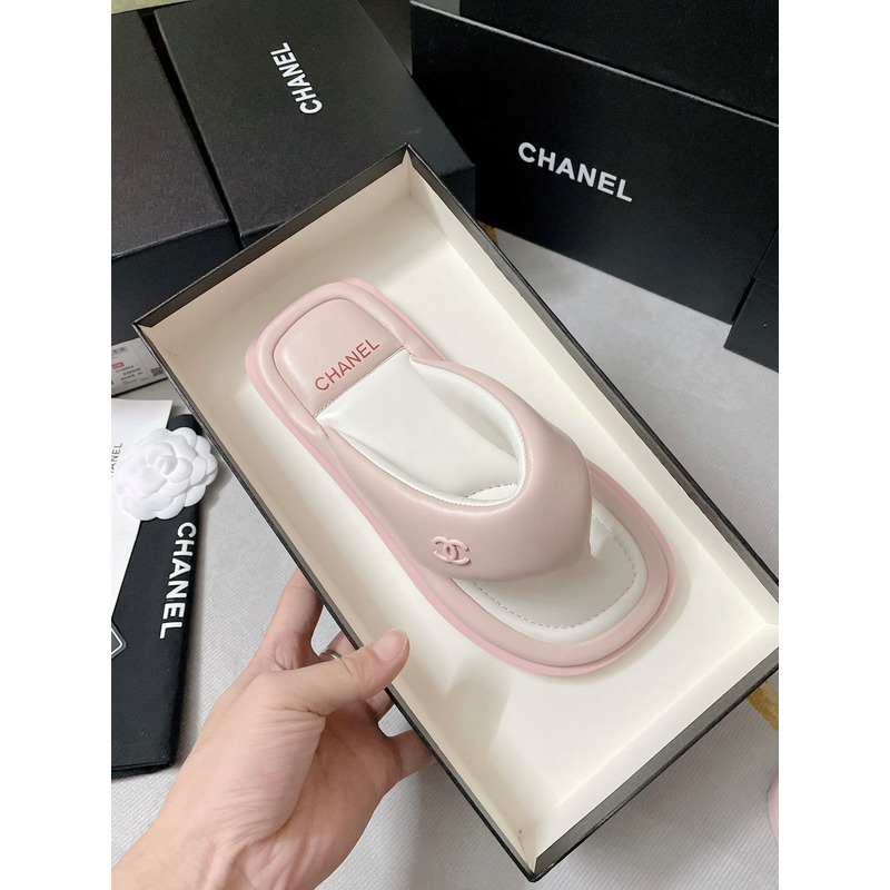 Ch*el fabric mules light pink